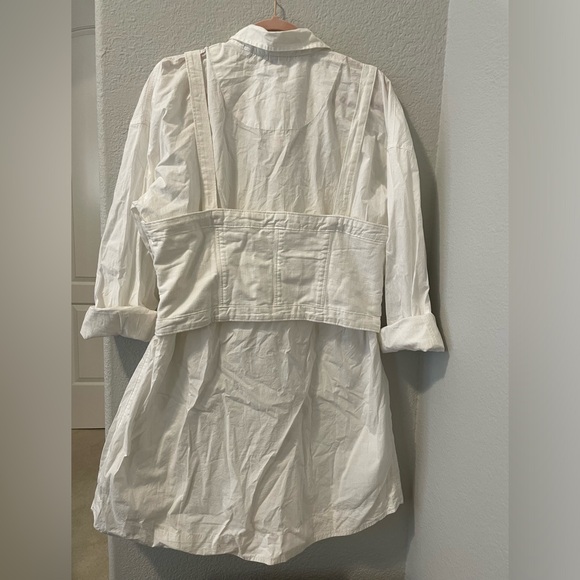 Pilcro Corset and Buttondown Shirt Twofer Dress, Sz L - Picture 3 of 7